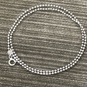 .925 Sterling Flat Ball Beaded Necklace real solid Silver Fine Jewelry Vtg 1990s